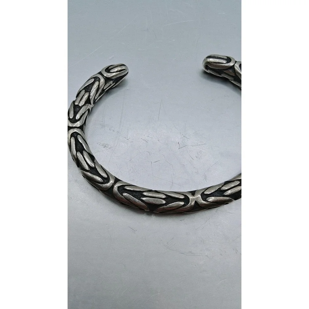 Heavy Sterling Silver Byzantine Kings Braid Cuff Bracelet 60g